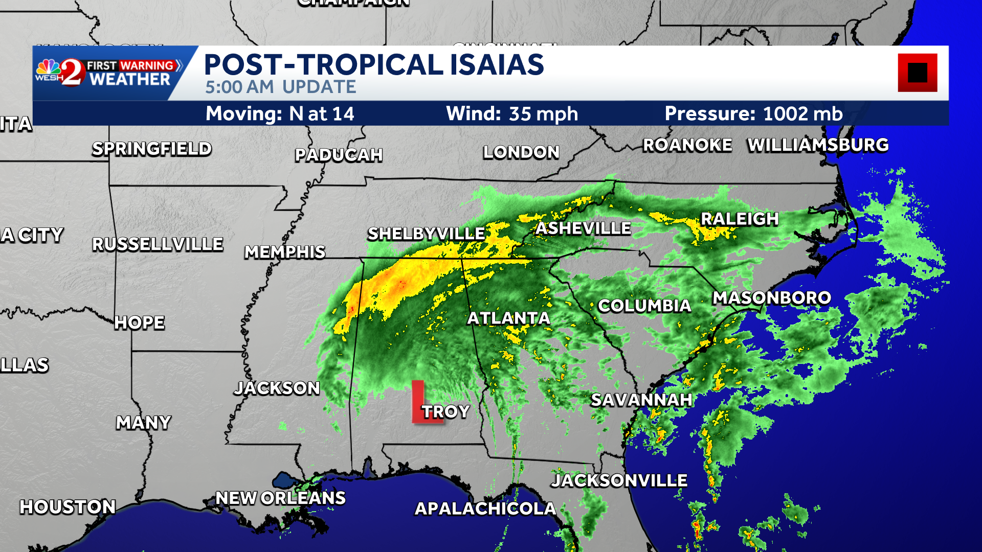 Isaias weakens after Category 2 landfall in Florida, but flooding threat continues — WESH 2 Orlando