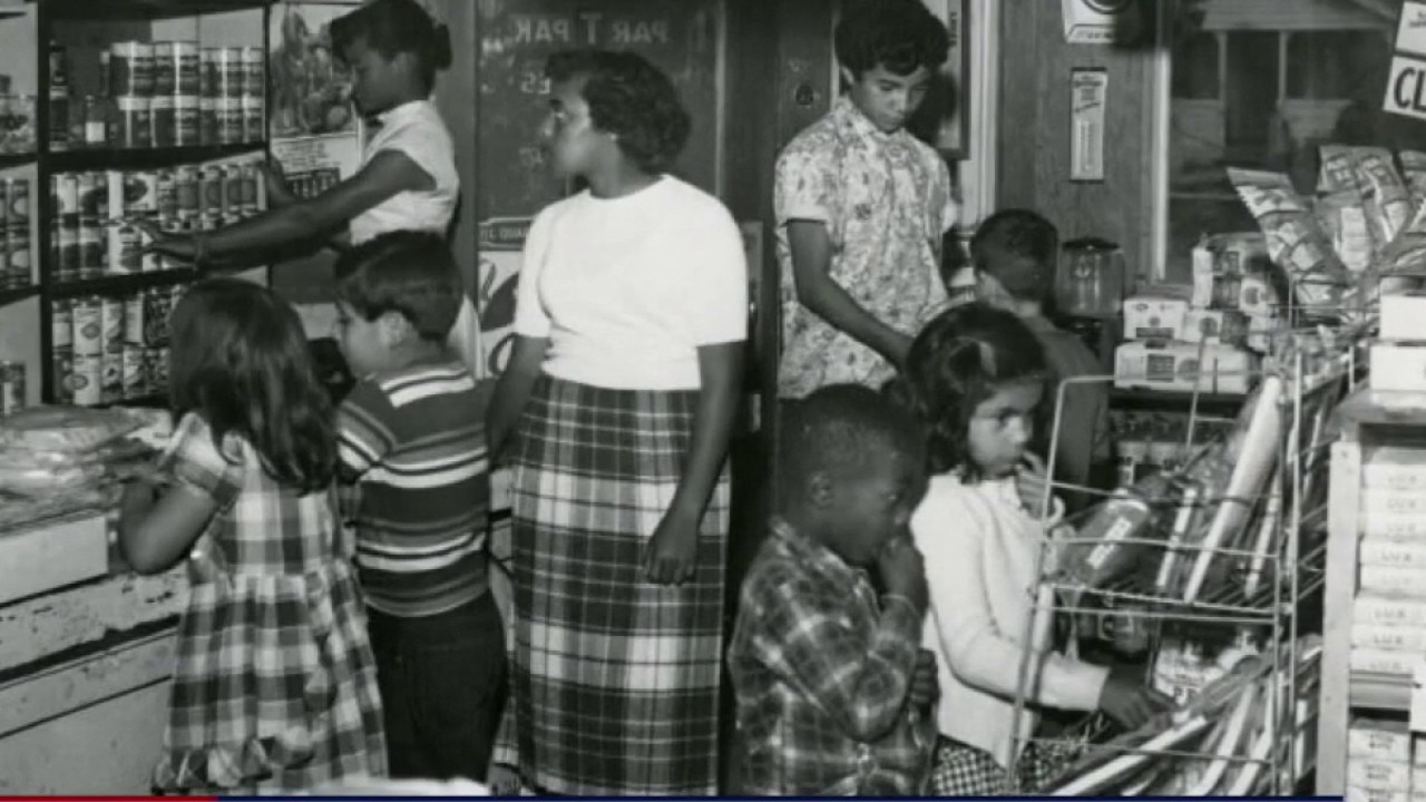 A historic image of Russell City, showcasing its vibrant community before annexation.